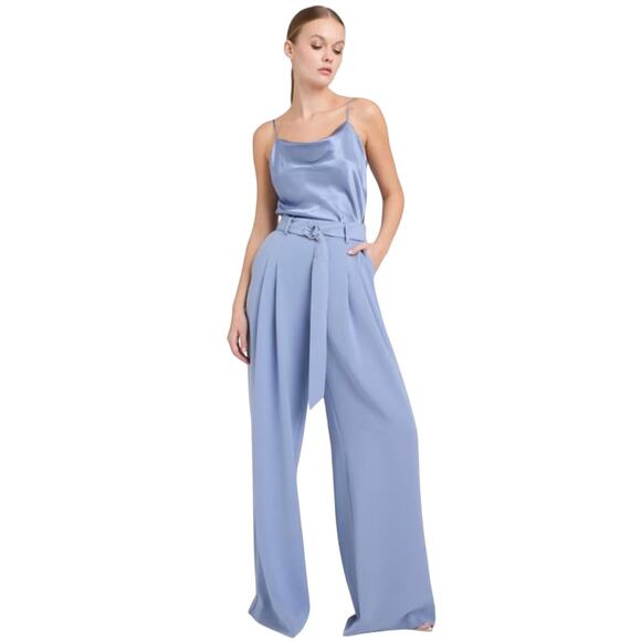 Cinq a Sept Shauna Pleated Wide Leg Belted Pants Sz 6 Blue Stonewash GREAT! - Picture 2 of 7